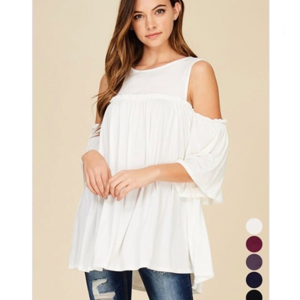 Ivory off shoulder ruffle top
